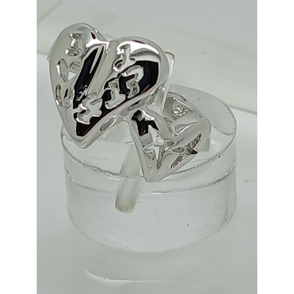 Vintage Estate Jewelry .925 Thailand Sterling Silver Ring Size 5.5 I LOVE YOU - Picture 3 of 16